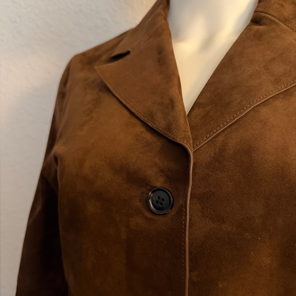 NWT JASON WU Brown Suede Button-Front Jacket Classic Tailored Fit Blazer - Picture 5 of 16